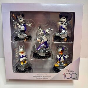 NWT Disney Ornament Set Mickey & Friends Platinum Celebration - 5 piece set